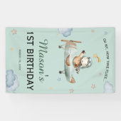 Sage Green Little Pilot Sky 1st Birthday Banner (Horizontal)