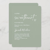 Sage Green Little Sweetheart Baby Dusche Einladung (Vorne/Hinten)