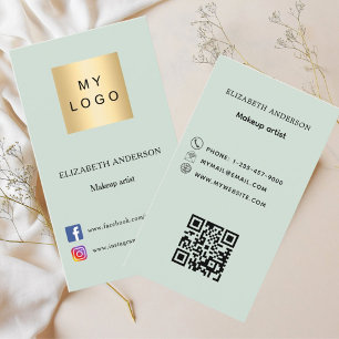 Sage Green Logo Qr Code Social Media Visitenkarte