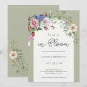 Sage Green Love in Bloom Bridal Shower Einladung (Vorne/Hinten)