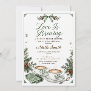 Sage Green Love Is Brewing Winter Brautparty-Einla Einladung