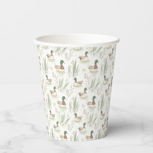Sage Green Lucky Duck Birthday Party Paper Cups Pappbecher (Rückseite)