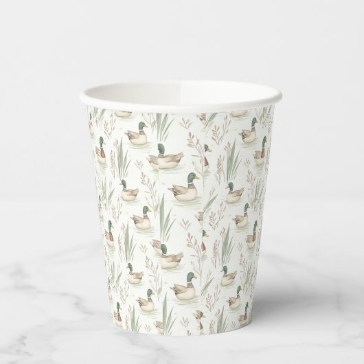 Sage Green Lucky Duck Birthday Party Paper Cups Pappbecher (Links)