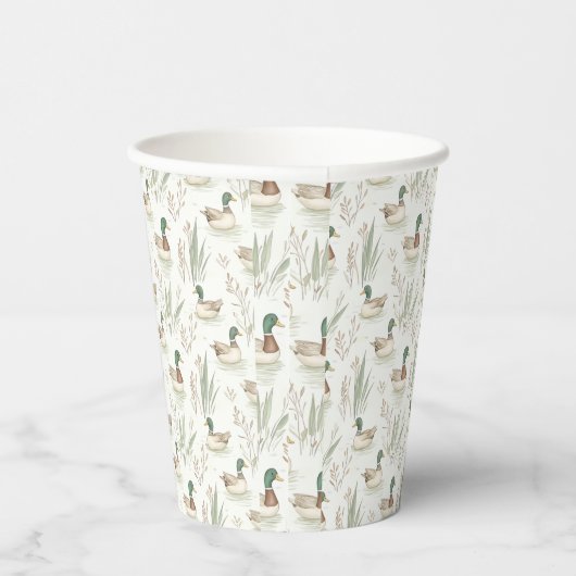 Sage Green Lucky Duck Birthday Party Paper Cups Pappbecher (Rechts)