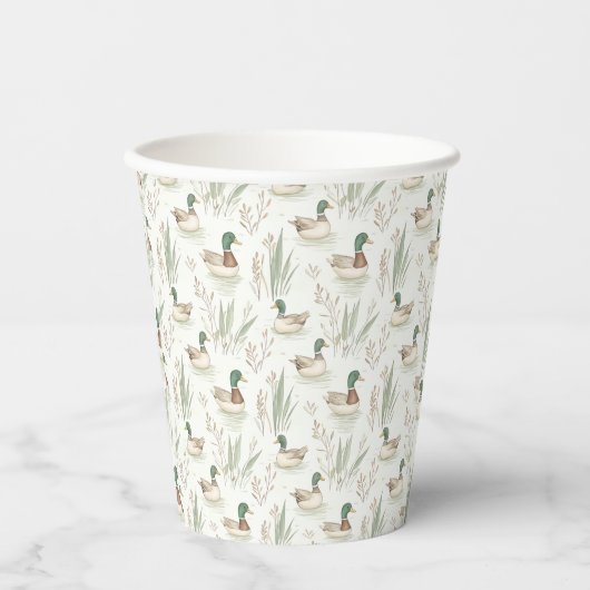 Sage Green Lucky Duck Birthday Party Paper Cups Pappbecher (Vorderseite)