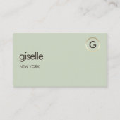 Sage Green Luxe Imitats Gold Foil Monogram Visitenkarte (Vorderseite)