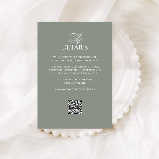 Sage Green Luxe | QR Code Wedding Guest Details Begleitkarte