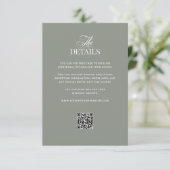 Sage Green Luxe | QR Code Wedding Guest Details Begleitkarte (Stehend Vorderseite)