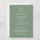 Sage Green Luxury Monogram Wedding Einladung (Vorderseite)
