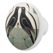 Sage Green Mackintosh Black Birds Art Deco Dekorat Keramikknauf (Rechts)