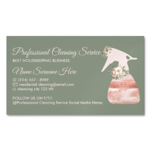 Sage Green Maid Spray Blume Glamour Reinigung Magnetische Visitenkarte