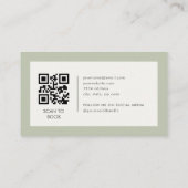 Sage Green Makeup Artist QR Code Visitenkarte (Rückseite)