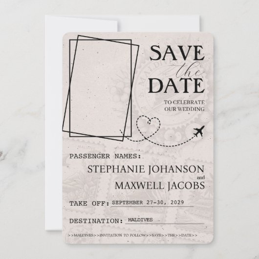 Sage Green Maldives Pass Save the Date (Rückseite)