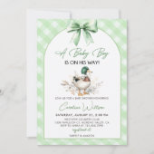 Sage Green Mallard Duck Boy Baby Shower Einladung (Vorderseite)