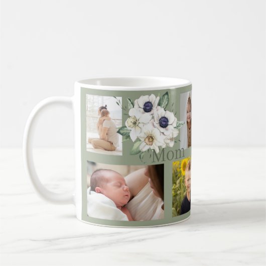 Sage Green Mama Foto Collage Kaffee Tasse (Links)