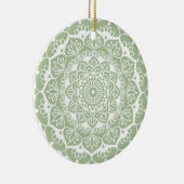 Sage Green Mandala Boho Chic Blume Keramik Ornament (Rechts)