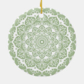 Sage Green Mandala Boho Chic Blume Keramik Ornament (Hinten)