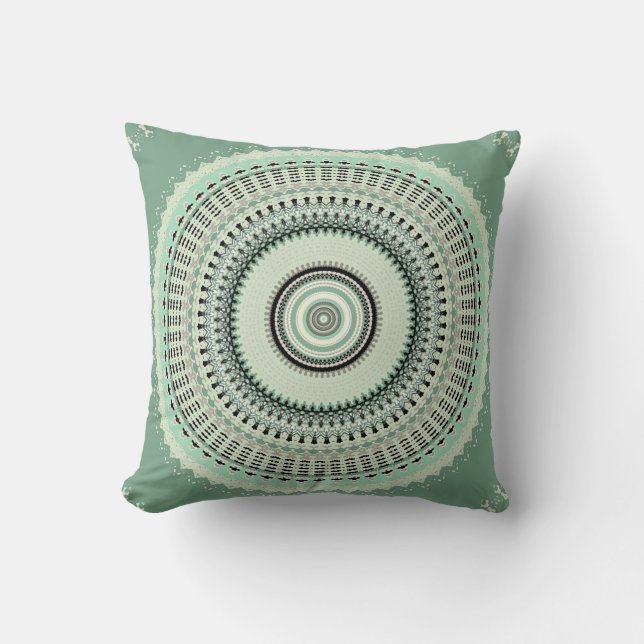 Sage Green Mandala Kissen (Vorderseite)