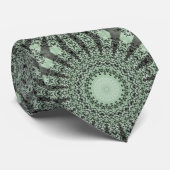 Sage Green Mandala mit Leaf Inspiriert Muster Krawatte (Gerollt)