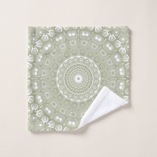 Sage Green Mandala Pattern Badhandtuch Set (Waschlappen)