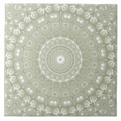 Sage Green Mandala Pattern Fliese (Vorderseite)