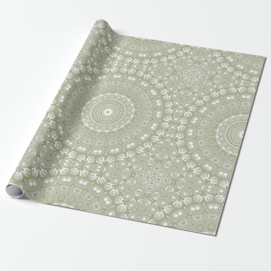 Sage Green Mandala Pattern Geschenkpapier (Ungerollt)