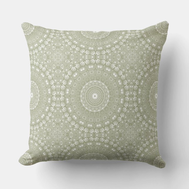 Sage Green Mandala Pattern Kissen (Vorderseite)