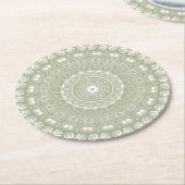 Sage Green Mandala Pattern Runder Pappuntersetzer (Angewinkelt)