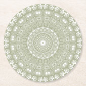 Sage Green Mandala Pattern Runder Pappuntersetzer (Vorderseite)