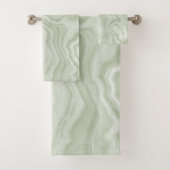 Sage Green Marble Badhandtuch Set (Insitu)