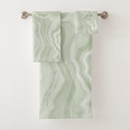 Sage Green Marble Badhandtuch Set (Insitu)