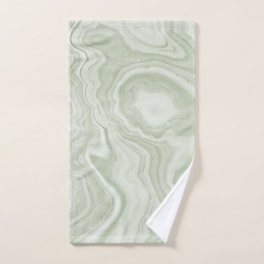 Sage Green Marble Badhandtuch Set (Handtuch)
