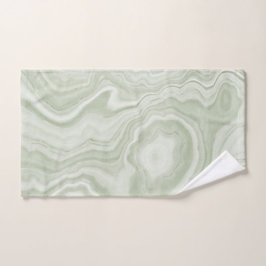 Sage Green Marble Badhandtuch Set (Handtuch)