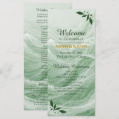 Sage Green Marble & Gold Wedding Program Programm (Vorne/Hinten)