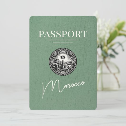 Sage Green Marokko Pass Save the Date (Stehend Vorderseite)