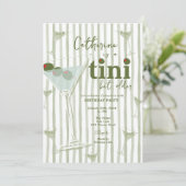 Sage Green Martini Thema Geburtstagsparty Einladung (Stehend Vorderseite)