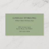 Sage Green Massage Therapeut Minimalistisch Lotus Visitenkarte (Rückseite)
