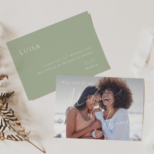 Sage Green | Matron of Honor Card (Foto-Matron der Einladung