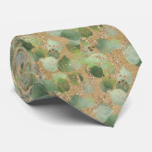 SAGE GREEN METALLIC GOLD BOTANICAL MENS KRAWATTE (Gerollt)