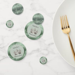 Sage Green Metallic Tiara Quinceañera Konfetti