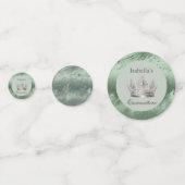 Sage Green Metallic Tiara Quinceañera Konfetti (Vorderseiten)