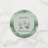 Sage Green Metallic Tiara Quinceañera Konfetti (Klein Vorderseite)