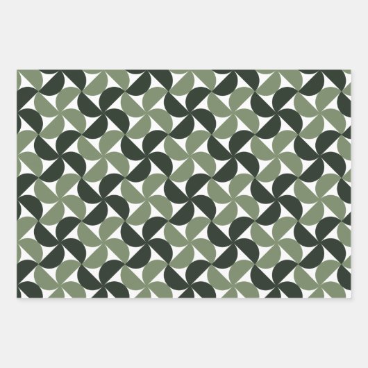 Sage Green Mid Century Modern Pattern Geschenkpapier Set (Vorderseite 2)