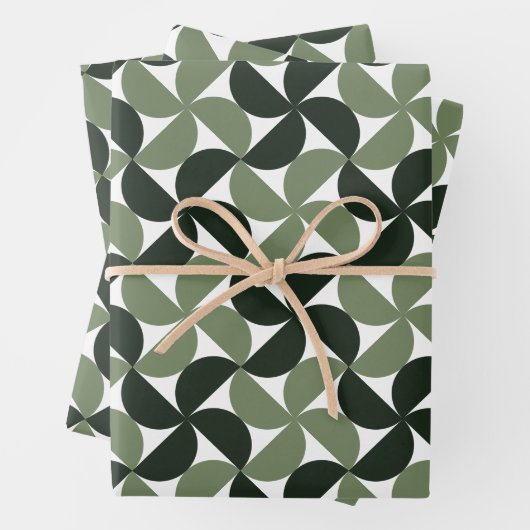 Sage Green Mid Century Modern Pattern Geschenkpapier Set (Beispiel)