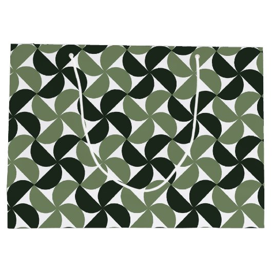 Sage Green Mid Century Modern Pattern Große Geschenktüte (Rückseite)