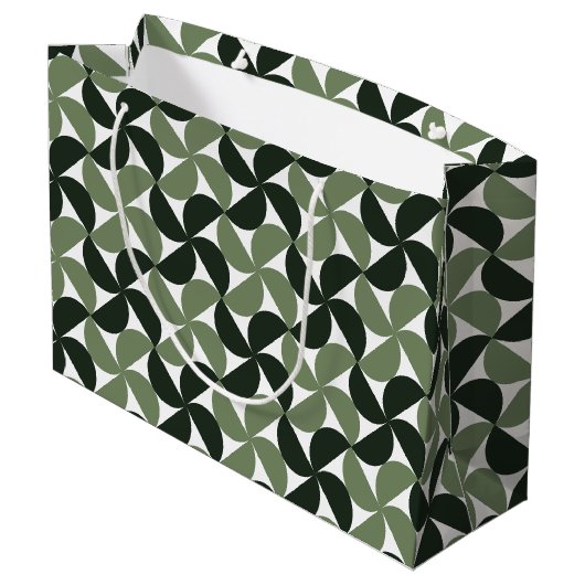 Sage Green Mid Century Modern Pattern Große Geschenktüte (Rückseite Schrägansicht)