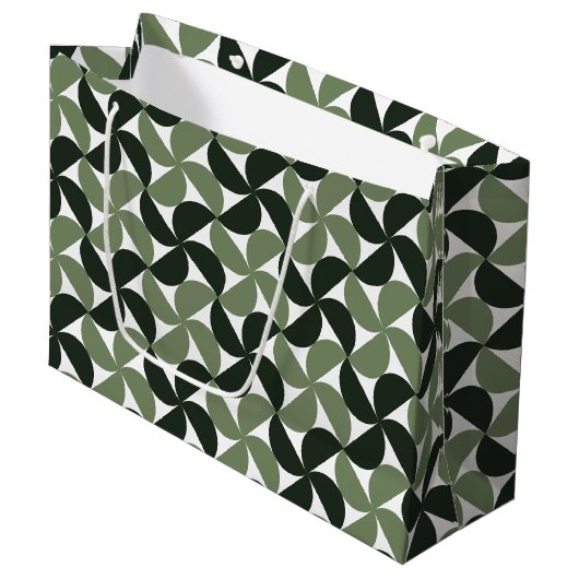 Sage Green Mid Century Modern Pattern Große Geschenktüte (Vorderseite Schrägansicht)