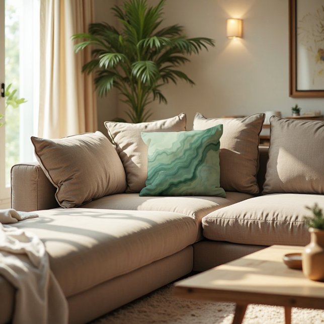 Sage Green Mineral Vein Abstrakt - Bio modern Kissen (Sage Accent Pillow. Organic tranquility for your sofa or bed.)
