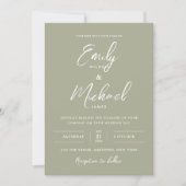 Sage Green Minimal Calligraphy Script Wedding Einladung (Vorderseite)