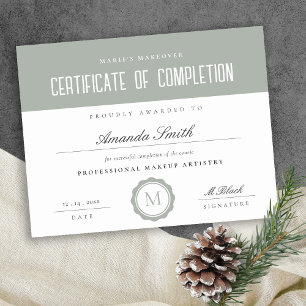 Sage Green Minimal Certificate of Completion Award